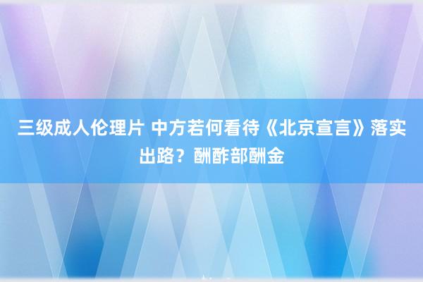 三级成人伦理片 中方若何看待《北京宣言》落实出路？酬酢部酬金