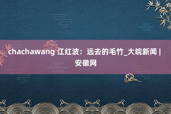 chachawang 江红波：远去的毛竹_大皖新闻 | 安徽网