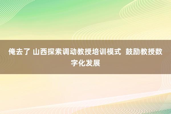 俺去了 山西探索调动教授培训模式  鼓励教授数字化发展